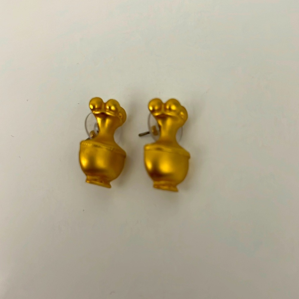 Womens Pre-Columbian Poporo Inspired Stud Earrings Gold OS